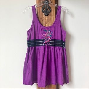 Free People Floral Appliqué Tank Top- Size L